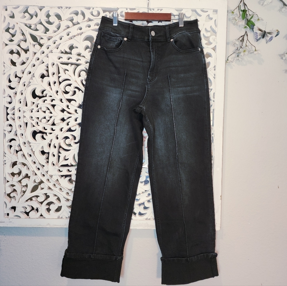 DEAR JOHN DENIM  HOLLY SUPER HIGH RISE WIDE HEMMED JEANS | JET SET WASH SZ 30 - Picture 4 of 16